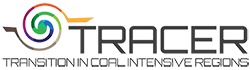 Logo projektru TRACER, napis Tracer Transitions Coal Intensive Regions