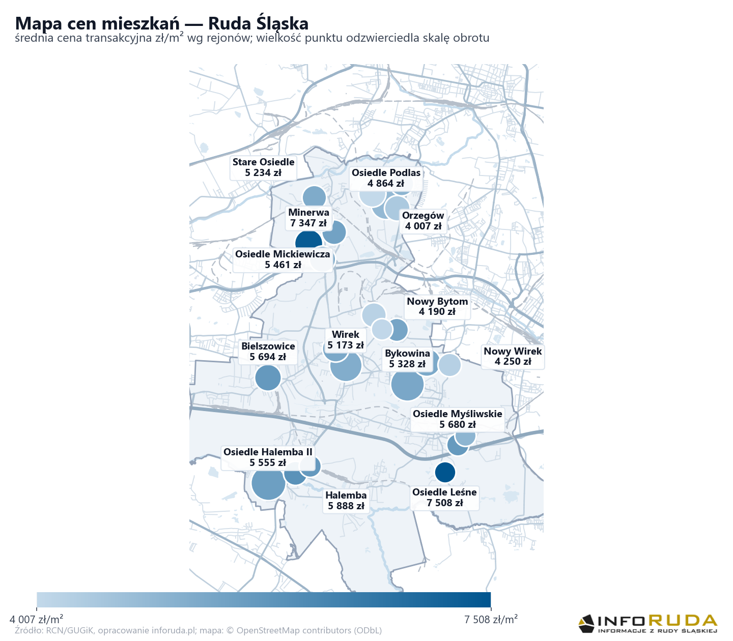 Mapa cen mieszkań - Ruda Śląska