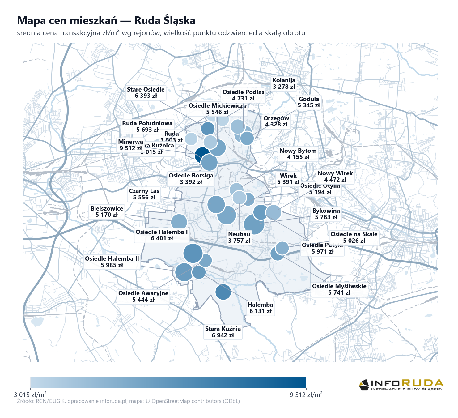 Mapa cen mieszkań - Ruda Śląska