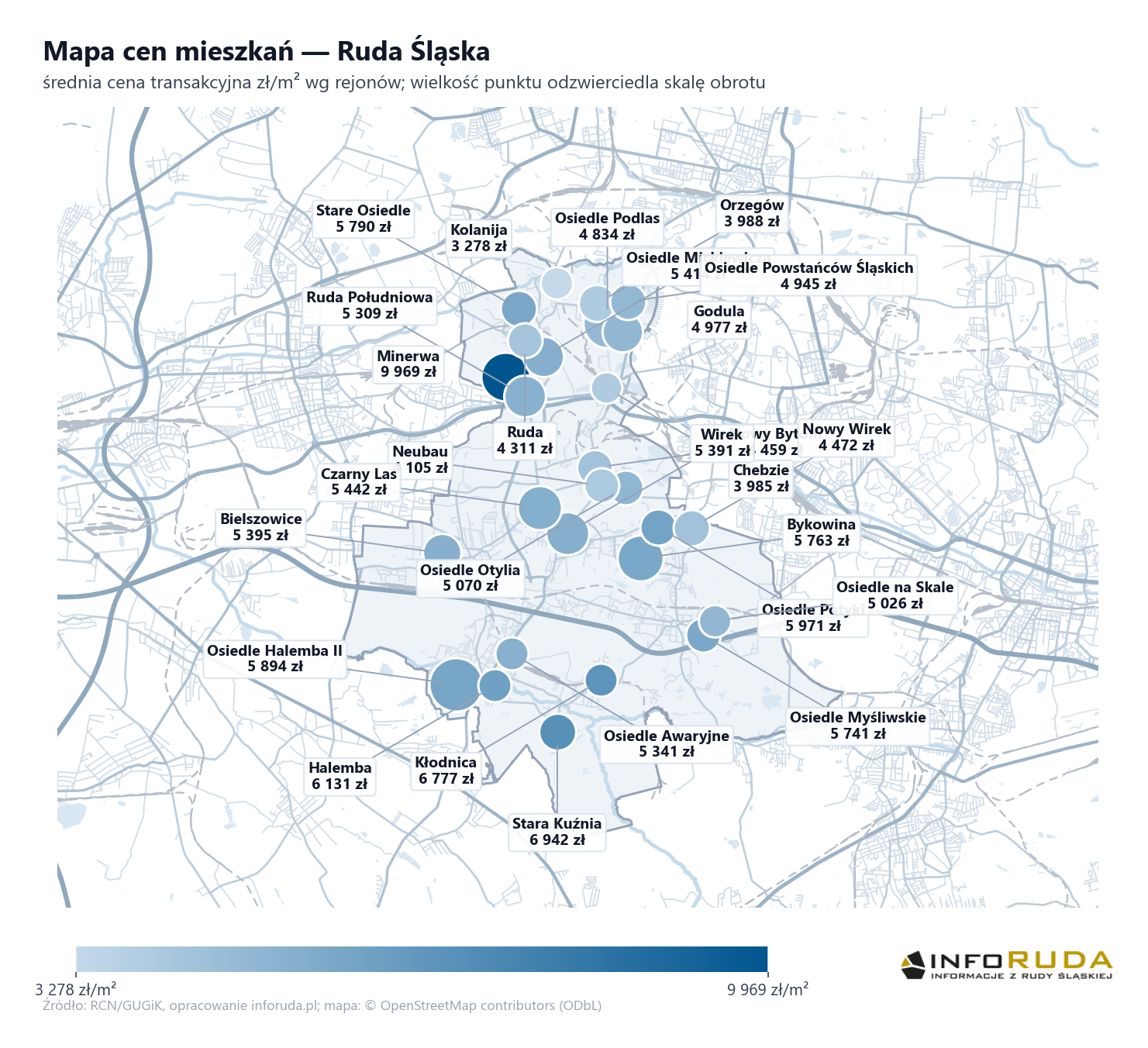 Mapa cen mieszkań - Ruda Śląska