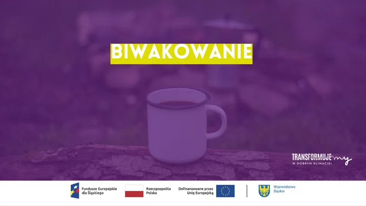 Grafika promocyjna wydarzenia Biwakujemy! — wspólne biwakowanie w halembskim lesie