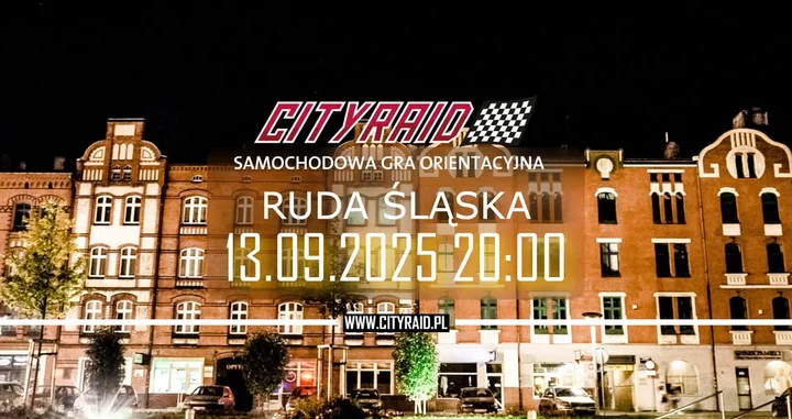 Obrazek przedstawia grafikę promocyjną wydarzenia Samochodowa gra na orientację CITYRAID w Rudzie Śląskiej