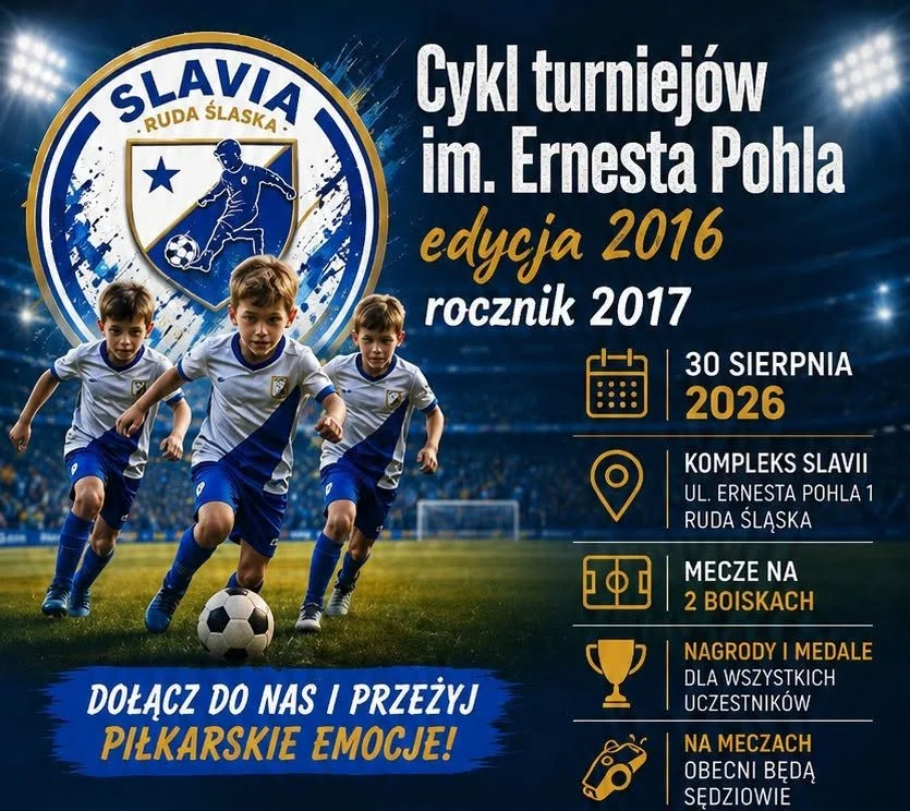 Grafika promocyjna wydarzenia Cykl turniejów im. Ernesta Pohla 2026 – Slavia Cup