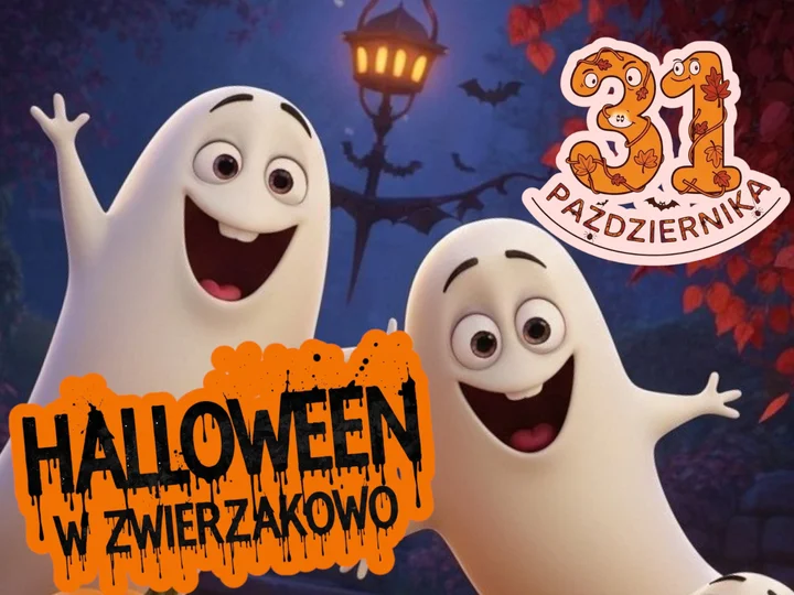 Grafika promocyjna wydarzenia Halloween w Zwierzakowie — potworna zabawa dla pupili (31 października)