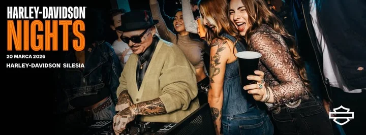 Grafika promocyjna wydarzenia Harley Night w Harley‑Davidson Silesia — wieczór dla miłośników V‑Twin