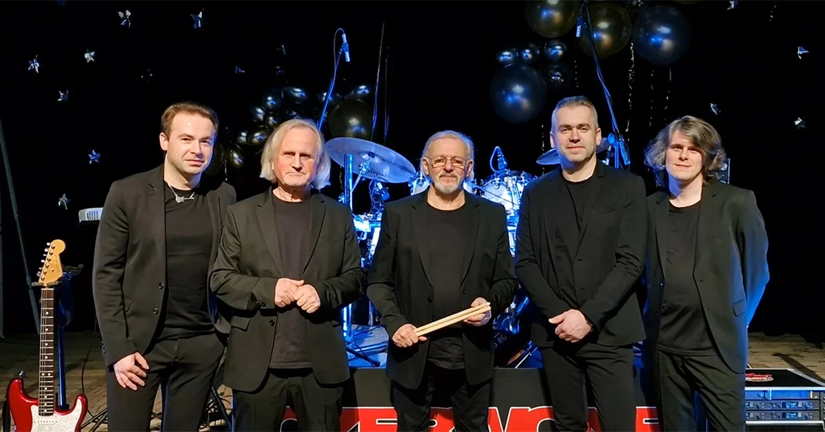 Grafika promocyjna wydarzenia Koncert zespołu Czerwone Gitary z okazji 60-lecia działalności w Rudzie Śląskiej