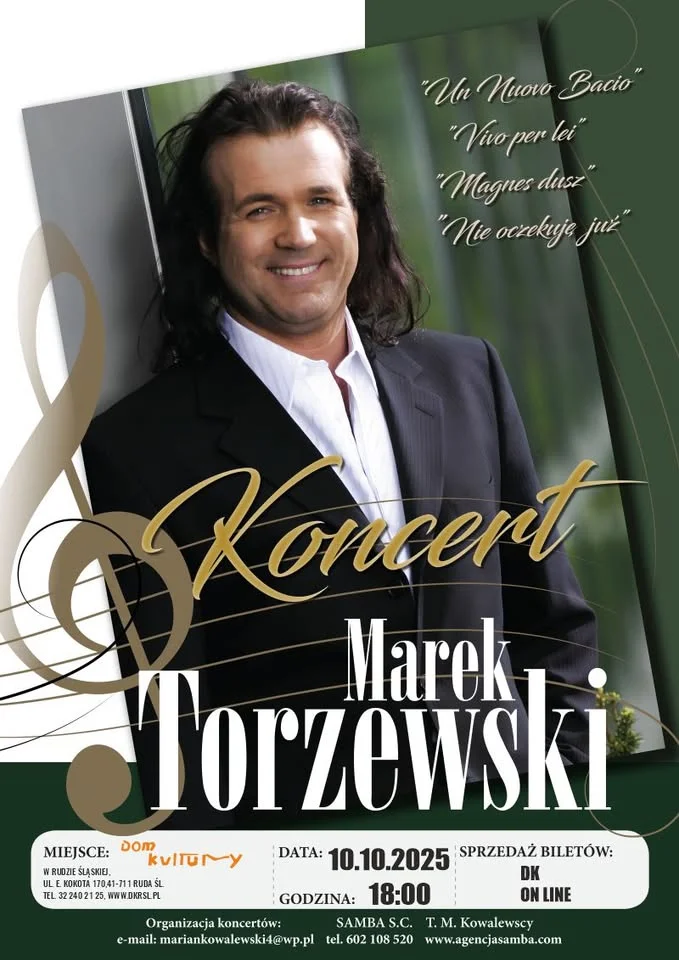 Obrazek przedstawia grafikę promocyjną wydarzenia Marek Torzewski z rodziną — koncert i program muzyczny