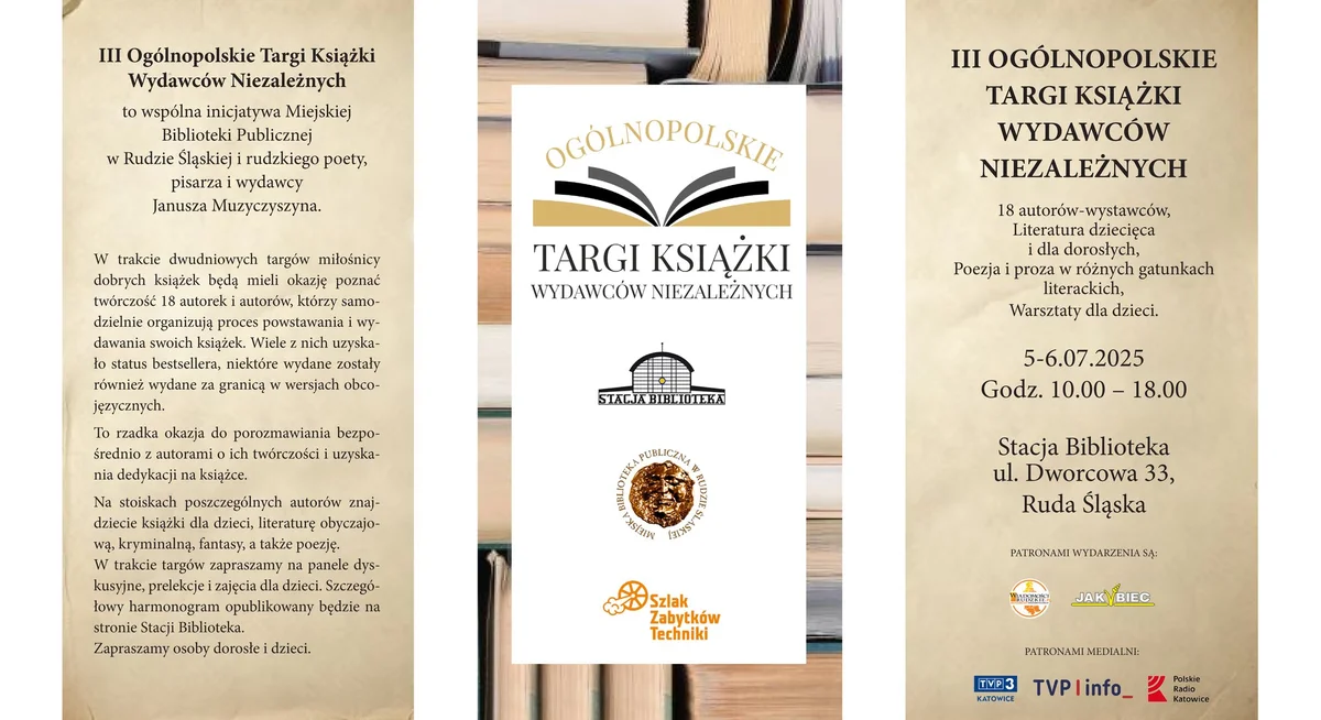 Grafika promocyjna wydarzenia Ogólnopolskie targi książki niezależnych wydawców w Rudzie Śląskiej