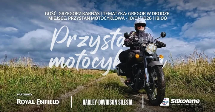 Grafika promocyjna wydarzenia Riders meetup! Gregor w Drodze — spotkanie z Grzegorzem Karnasem