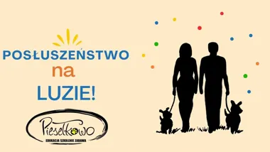 Grafika promocyjna wydarzenia Posłuszeństwo na luzie w Rudzie Śląskiej – zajęcia dla psów, które uczą spokoju i współpracy