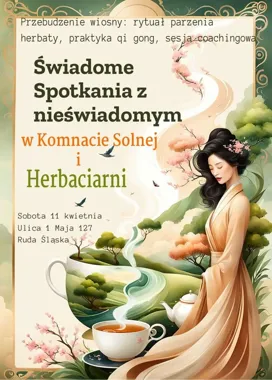 Grafika promocyjna wydarzenia Przebudzenie Wiosny – kobiece spotkanie z oddechem, ciałem i dźwiękiem w Rudzie Śląskiej