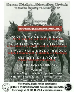 Grafika promocyjna wydarzenia Wspólny śpiew pieśni patriotycznych w Rudzie Śląskiej